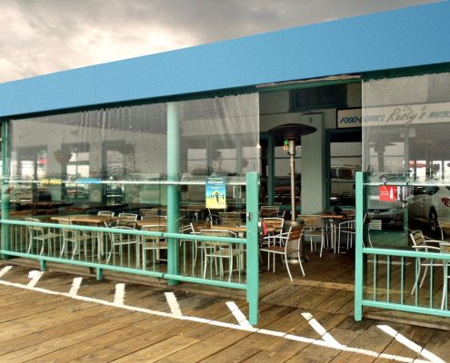 Restaurant Patio Cover with Clear Shades